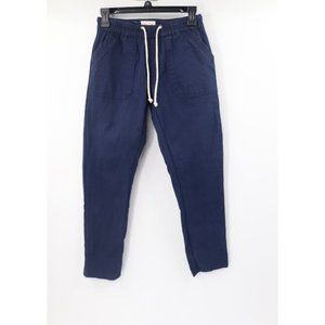 pact women’s xs organic cotton pants drawstring elastic waist blue pockets